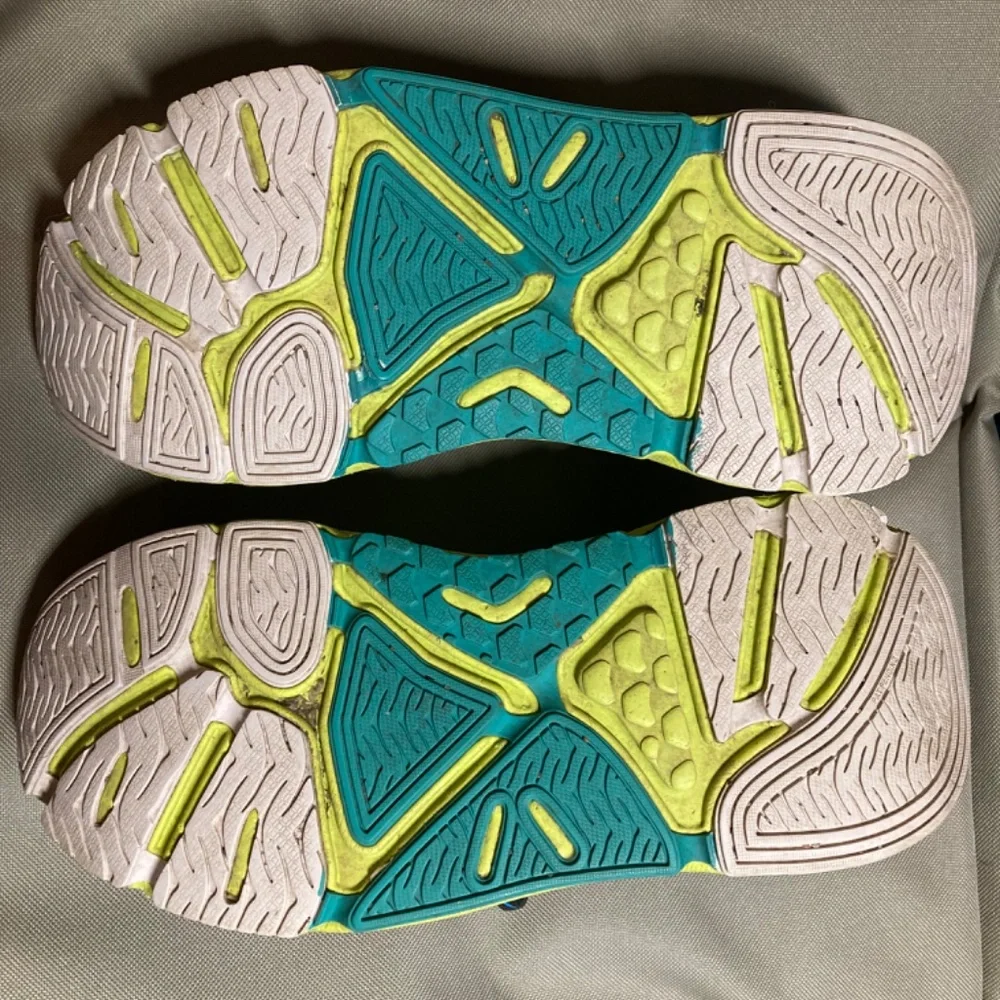 Hoka One One Women's Turquoise and Lime Athletic Running Shoes